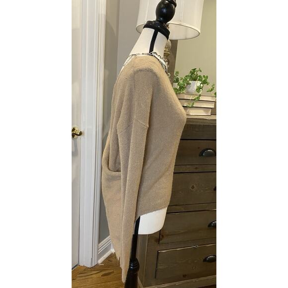 Wet Seal Long Sleeve Backless Asymetrical Sweater S Beige Camel Tan - Picture 7 of 9